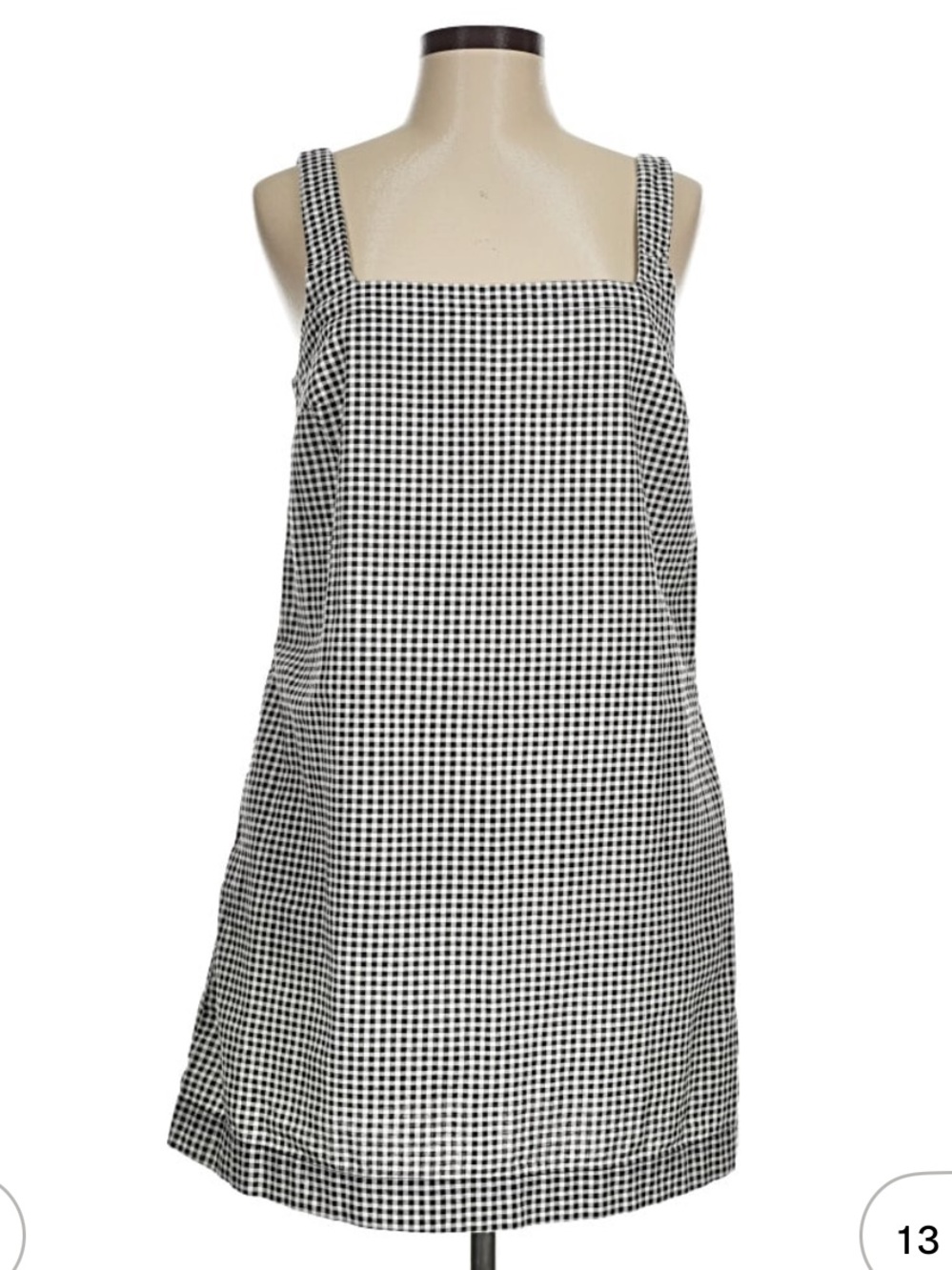 Black and White Gingham Square Neck mini dress